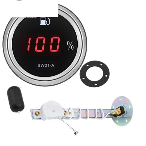 Digitale 0-100% 2"52mm Tankanzeige mit Warnung 0-190OHM Öltank Füllstandssensor for Universal Auto Boot(Gauge and Sensor) von AYJYZHIAG