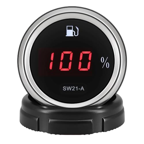 Digitale 0-100% 2"52mm Tankanzeige mit Warnung 0-190OHM Öltank Füllstandssensor for Universal Auto Boot(Gauge without Sensor) von AYJYZHIAG