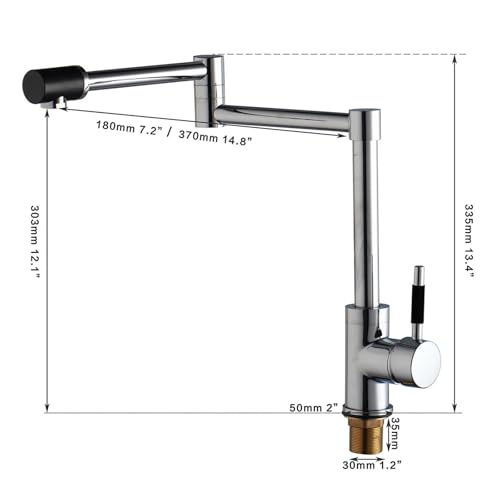 Doppelgriffe Topffüller Chrom Schwenkbar Küchenspüle Waschbecken Gefäß Verlängerter Auslauf Wasserhahn Kalt- und Warmwasserhahn(8528-4) von AYJYZHIAG