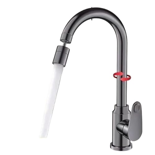 Drehbarer Badezimmerhahn Küchenmixer Einstellbare Utensilien for Die Küchenwäsche Heißes Und Kaltes Leitungswasser Flaschenhahn Waschbecken(Grey) von AYJYZHIAG
