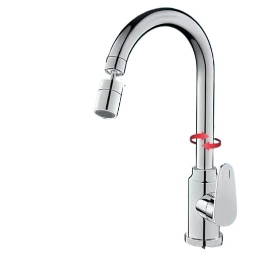 Drehbarer Badezimmerhahn Küchenmixer Einstellbare Utensilien for Die Küchenwäsche Heißes Und Kaltes Leitungswasser Flaschenhahn Waschbecken(Silver) von AYJYZHIAG