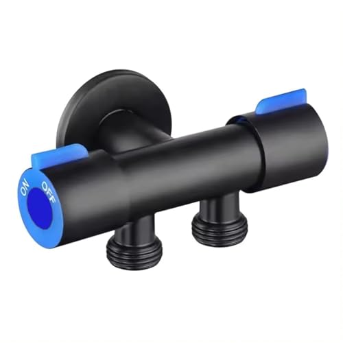 Edelstahl Einzigen Kalten Wasser 1 In 2 Out Badezimmer Toilette Winkel Ventil Waschmaschine Doppel Outlet Wasserhahn(Black) von AYJYZHIAG