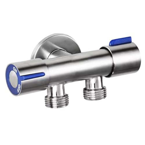 Edelstahl Einzigen Kalten Wasser 1 In 2 Out Badezimmer Toilette Winkel Ventil Waschmaschine Doppel Outlet Wasserhahn(Silver) von AYJYZHIAG