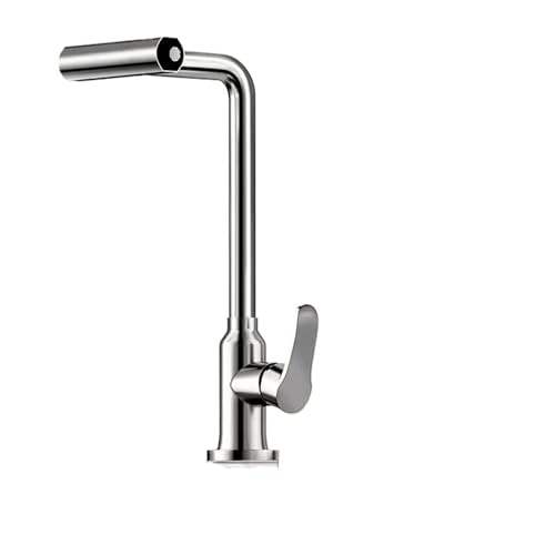 Edelstahl Küchenarmatur Ausziehbare Spüle Haushaltsspüle Küche Warm- und Kaltwasserhahn Drehbar(Silver) von AYJYZHIAG