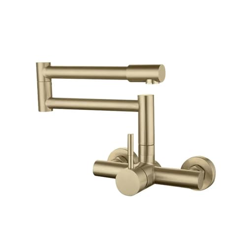 Edelstahl-Topffüller-Wasserhahn, Unterputz-Doppelloch, um 360° drehbar, universeller Klapp-Heiß-Kalt-Mischer, Küchenbecken, Waschküche, Pool-Wasserhahn(Brushed Gold) von AYJYZHIAG