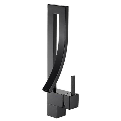 Eleganter quadratischer Waschbeckenhahn aus Messing for Badezimmer, luxuriöser Waschbecken-Mischhahn, Deckmontage, Warm- und Kaltwasser-Waschbecken-Mischhahn(Black,G3/8) von AYJYZHIAG