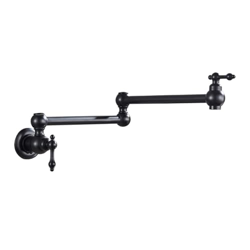 Faltbarer Küchenhahn aus gebürstetem Gold zur Wandmontage, einzelner Kaltwasserhahn Messing, drehbarer Klappauslauf, Topffüller(Black Bronze) von AYJYZHIAG