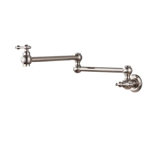 Gebürstet Gold Messing Topf Füllstoff Wasserhahn Einzigen Kaltes Wasser Küche Wand Montiert Waschbecken Drehen Klapp Auslauf Einfache installa(Brushed Nickel A) von AYJYZHIAG
