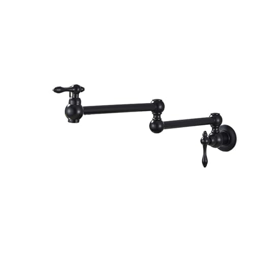 Gebürstet Gold Messing Topf Füllstoff Wasserhahn Einzigen Kaltes Wasser Küche Wand Montiert Waschbecken Drehen Klapp Auslauf Einfache installa(Matte Black A) von AYJYZHIAG