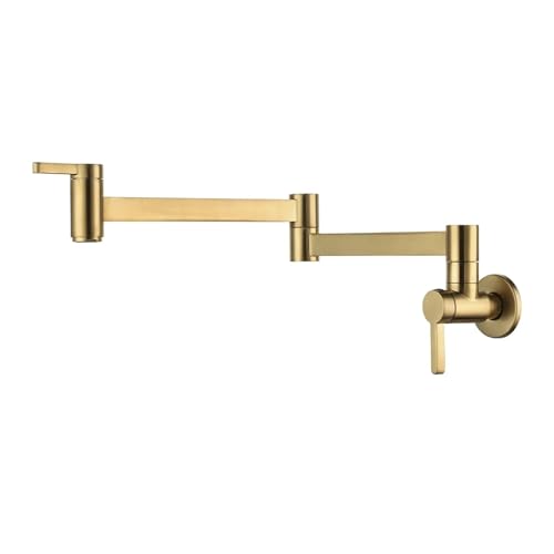 Gebürsteter goldener Einhebel-Dreh- und Klapp-Wandwaschbecken-Badezimmer-Küchenhahn, 360-Grad-Drehhahn, einzelner Kaltwasserhahn(Brushed Gold) von AYJYZHIAG
