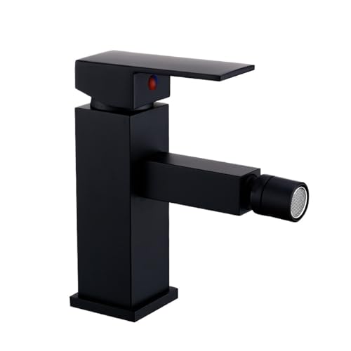 Gebürstetes Gold Bidet Wasserhahn Badezimmer Waschbecken 360 Schwenkbar Runde Düse Quadratisch Heiß und Kalt Mixer Deck montiert(30122-Matte Black) von AYJYZHIAG