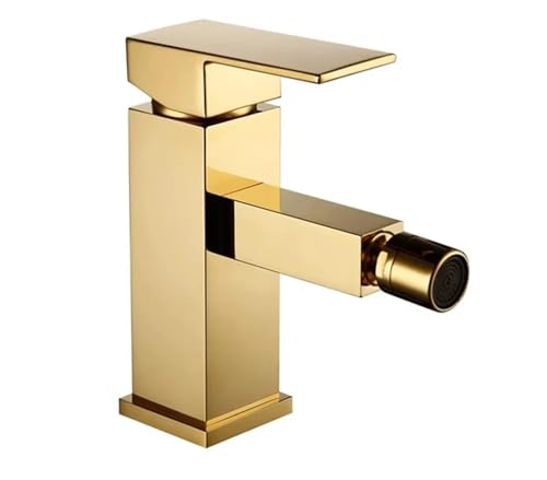 Gebürstetes Gold Bidet Wasserhahn Badezimmer Waschbecken 360 Schwenkbar Runde Düse Quadratisch Heiß und Kalt Mixer Deck montiert(30122-Polished Gold) von AYJYZHIAG