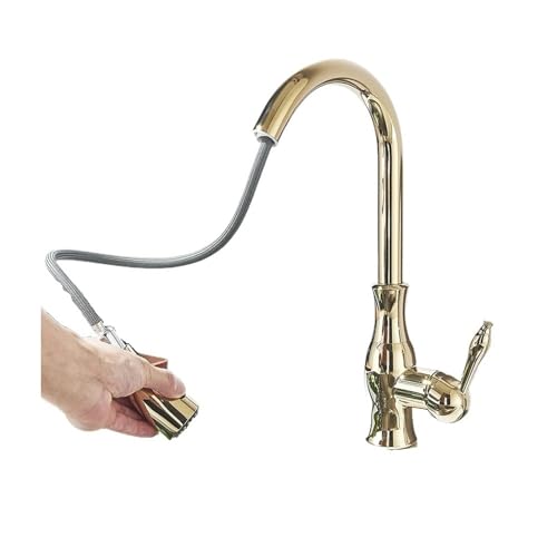Gold Polnisch Schwenkauslauf Küchenspüle Wasserhahn Pull Down Sprayer Modedesign Badezimmer Küche Heiß- und Kaltwassermischbatterie(Black Bronze) von AYJYZHIAG