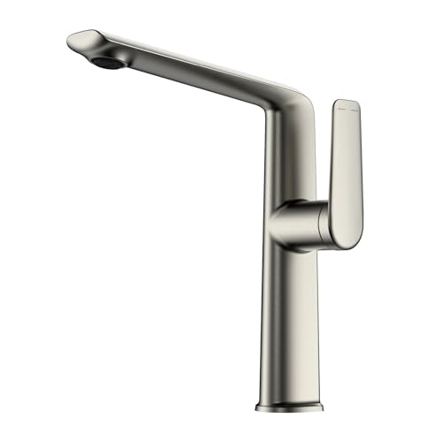 Gun Gray Luxus Messing Badezimmer Wasserhahn mit einem einzigen Griff for heißes und kaltes Wasser Rotation Outlet-Design 2 Funktionale Waschbecken(Brushed Nickel T,G1/2) von AYJYZHIAG