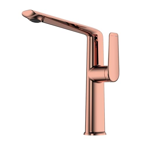Gun Gray Luxus Messing Badezimmer Wasserhahn mit einem einzigen Griff for heißes und kaltes Wasser Rotation Outlet-Design 2 Funktionale Waschbecken(Rose Gold T,G3/8) von AYJYZHIAG