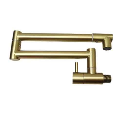 In die Wand einklappbarer Wasserhahn aus 304 Edelstahl, universell drehbar, for Küche, verdeckter Einzel-Kaltwasserhahn(Gold) von AYJYZHIAG