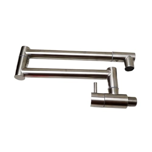In die Wand einklappbarer Wasserhahn aus 304 Edelstahl, universell drehbar, for Küche, verdeckter Einzel-Kaltwasserhahn(Silver) von AYJYZHIAG