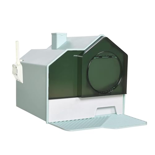 Katzentoilette mit Haube und Katzenstreumatte, Geruchskontrolle, leicht zu reinigende ausziehbare Schublade, Griff Schaufel von AYJYZHIAG