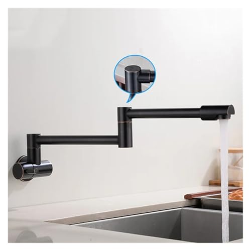 Klappbarer Küchenarmatur for die Spüle, Topffüller, Wasserhahn for kaltes Wasser, Wandmontage, Messingarmaturen, Chrom, gebürstetes Nickel, Öl eingerieben(Oil rubbed bronze A) von AYJYZHIAG