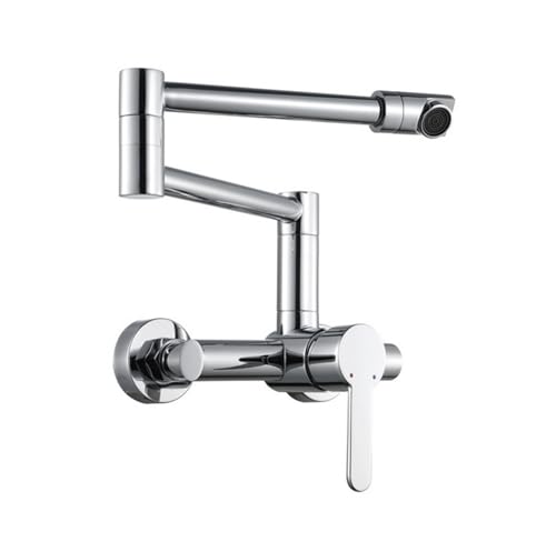 Küchen-Topffüller-Wasserhahn aus Edelstahl, wandmontierter Küchenspülen-Wasserhahn, zusammenklappbar, dehnbar, 2-Loch-Installation von AYJYZHIAG