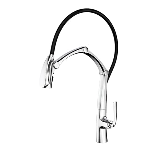 Küchenarmatur aus Messing in Pistolengrau, Digitalanzeige, intelligente Induktion, magnetische Absaugung, ausziehbares Design, Kalt- und Warmspülbeckenhahn(Chrome 01) von AYJYZHIAG