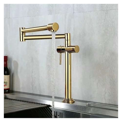 Küchenarmatur aus massivem Messing, Kran for Küchendeckmontage, Spültischmischer, faltbar, Nickel gebürstet/Gold/Chrom/ORB/Schwarz(Gold) von AYJYZHIAG