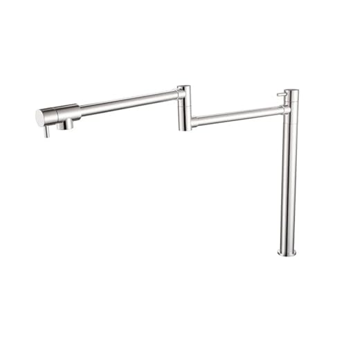 Küchenspüle-Wasserhahn aus massivem Messing mit Doppelgelenk zur Deckmontage und Topffüller, nur for kaltes Wasser(Brushed Nickel) von AYJYZHIAG