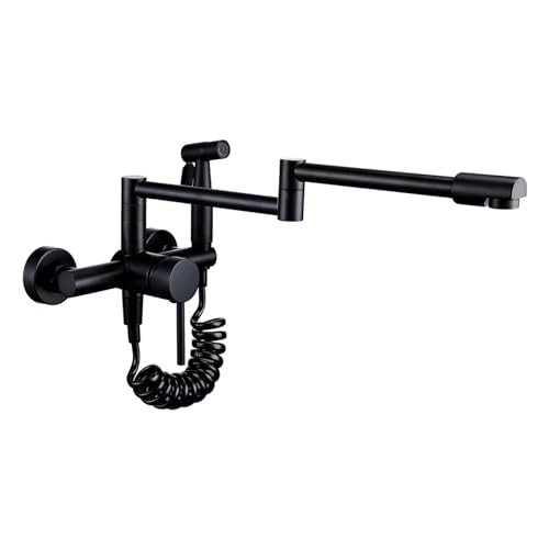 Küchenspüle-Wasserhahn aus massivem Messing mit Spritzpistole und Doppelgelenk, for Topffüller, Kalt- oder Warmwasserhahn(Matt black) von AYJYZHIAG
