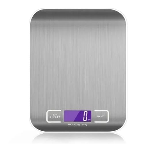 Küchenwaage aus Edelstahl, Wiegen von Lebensmitteln, Diät-Balance, Messen, LCD-Präzisions-Elektronikwaage, Back-Messwerkzeuge(White 5kg Battery) von AYJYZHIAG