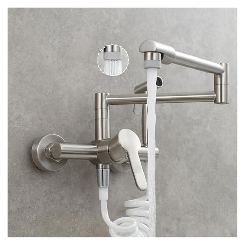 Kupfer verdeckter Warm- und Kaltwaschbecken-Küchenhahn, faltbarer länglicher Stretch-Wasserhahn, universell drehbarer Balkonhahn(D) von AYJYZHIAG