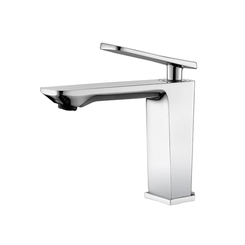 Luxus-Badarmaturen Waschtischarmatur Waschbecken Wasserhahn Gourmet Waschtischarmaturen Heiß-Kaltwasserhahn Quadratische Armaturen Messing Chrom Schwarz(Chrome faucet) von AYJYZHIAG