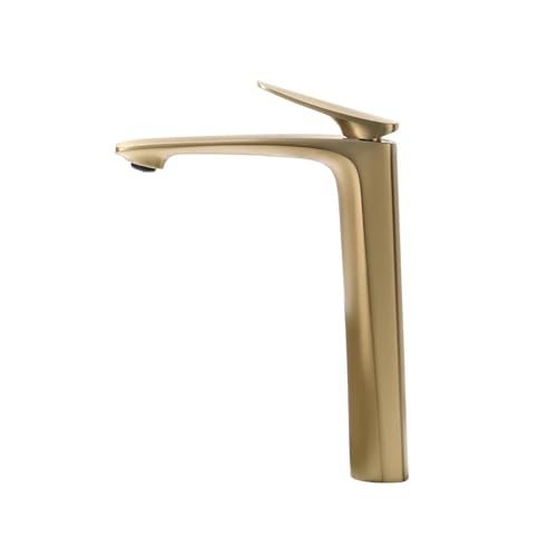Luxus-Badezimmerarmaturen, hoher Waschtischmischer, Waschbeckenhahn, Gourmet-Waschbeckenarmatur, Heiß- und Kaltwasserhahn, Messing, Chrom, Schwarz(Brushed Gold Faucet) von AYJYZHIAG