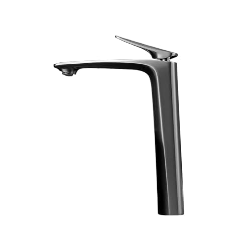 Luxus-Badezimmerarmaturen, hoher Waschtischmischer, Waschbeckenhahn, Gourmet-Waschbeckenarmatur, Heiß- und Kaltwasserhahn, Messing, Chrom, Schwarz(Brushed Grey Faucet) von AYJYZHIAG