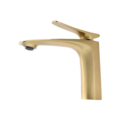 Luxus-Badezimmerarmaturen Waschtischarmatur Spültischarmatur Gourmet-Waschbeckenarmatur Heiß-Kaltwasserhahn Messing Chrom Schwarz Gebürstetes Gold(Brushed Gold Faucet) von AYJYZHIAG