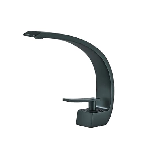 Luxus Messing Waschbecken Wasserhahn Deck Montiert Schwarz Heiß Kalt Wasser Badezimmer Waschen Mischbatterie Einzigen Loch for(Matte black) von AYJYZHIAG