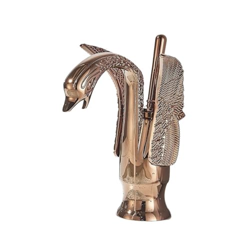 Luxus Schwan Bad Waschbecken Messing Wasserhahn Kalt-und Warmwasser Mischbatterien Schwarz/Gold/Antike Badezimmer Kran(Rose Golden Short) von AYJYZHIAG