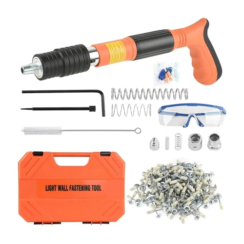 Manuelle Nagelpistole, tragbares Stahlnietwerkzeug, 5-Gang-verstellbarer Luftnagler, Betonwandanker, Linienschlitzvorrichtung, Befestigungswerkzeug(With 200pcs nails) von AYJYZHIAG