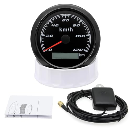 Marine Boot 120KMH GPS Tachometer 85mm Universelle Wasserdichte Kilometerzähler Mit Antenne 85MM Halter Splitter(120KM BN) von AYJYZHIAG