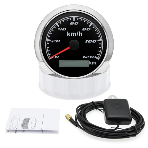 Marine Boot 120KMH GPS Tachometer 85mm Universelle Wasserdichte Kilometerzähler Mit Antenne 85MM Halter Splitter(120KM BS) von AYJYZHIAG