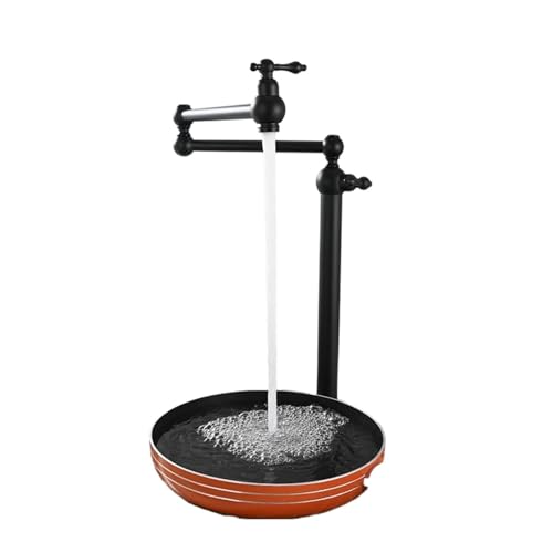 Messing Deck Mount Topf Füller Wasserhahn Doppel Joint Folding Kaltes Wasser Küche Waschbecken(Black) von AYJYZHIAG