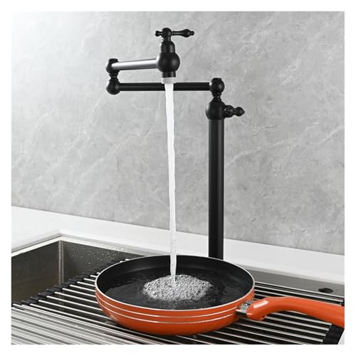 Messing Deck Mount Topf Füller Wasserhahn Doppel Joint Folding Kaltes Wasser Küche Waschbecken(Black 2 modes) von AYJYZHIAG