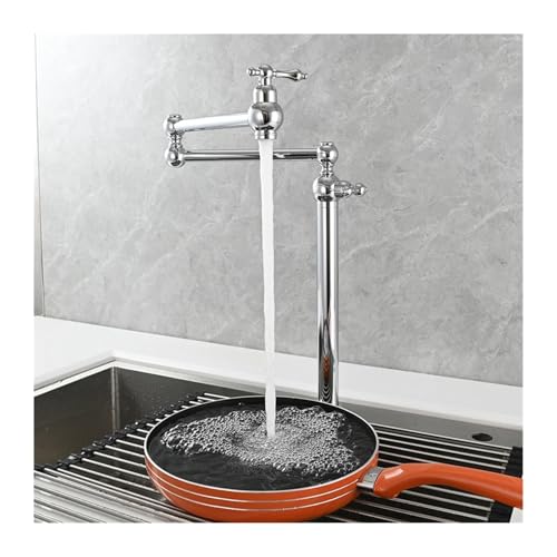 Messing Deck Mount Topf Füller Wasserhahn Doppel Joint Folding Kaltes Wasser Küche Waschbecken(Chrome) von AYJYZHIAG