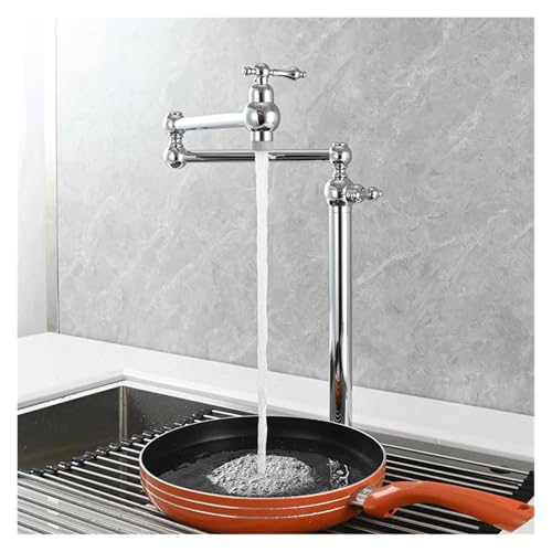 Messing Deck Mount Topf Füller Wasserhahn Doppel Joint Folding Kaltes Wasser Küche Waschbecken(Chrome 2 modes) von AYJYZHIAG