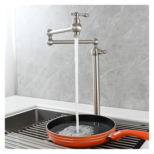 Messing Deck Mount Topf Füller Wasserhahn Doppel Joint Folding Kaltes Wasser Küche Waschbecken(Nickel 2 modes) von AYJYZHIAG