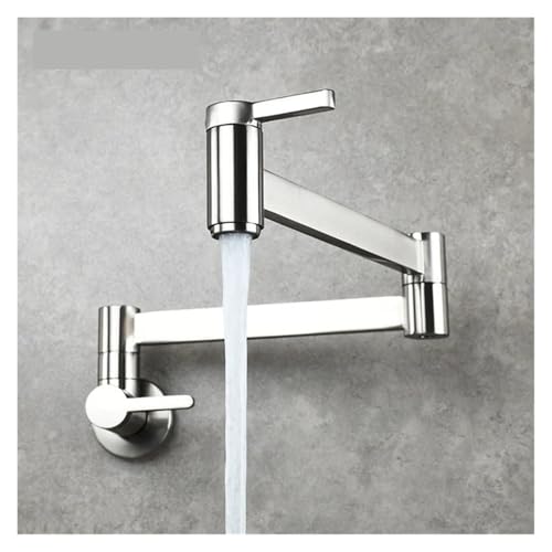 Messing Doppelschalter Waschtischarmatur Küche In-Wall Faltbarer Einzelkaltwasserhahn Mopp Spülbeckenverlängerung Topffüller Wasserhahn Gold Schwarz Chrom(Brushed) von AYJYZHIAG
