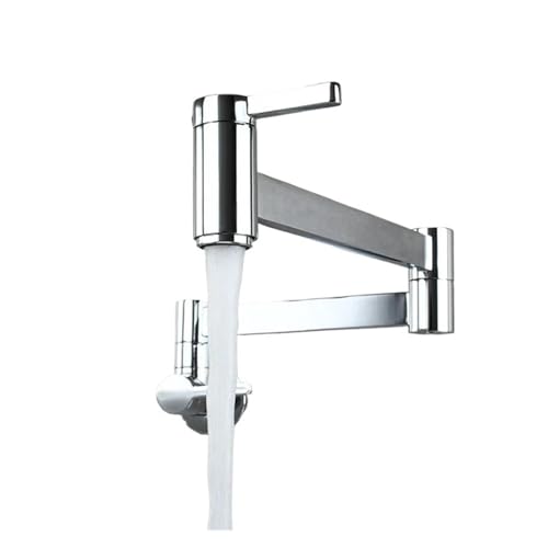 Messing Doppelschalter Waschtischarmatur Küche In-Wall Faltbarer Einzelkaltwasserhahn Mopp Spülbeckenverlängerung Topffüller Wasserhahn Gold Schwarz Chrom(Chrome) von AYJYZHIAG