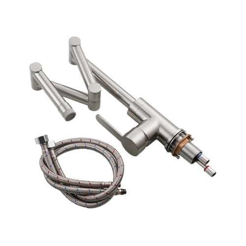 Messing Topffüller Wasserhahn Deck montiert dreiteilige Verlängerung Klappküche Dreifachgelenk Schwenkarm for heiß und kalt(2 Function Black) von AYJYZHIAG