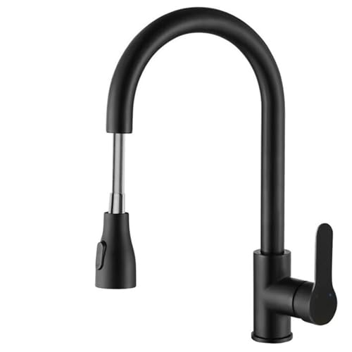 Moderner, um 360 ° drehbarer Teleskop-Wasserhahn aus Edelstahl. ist mehr Küchenspüle, Badezimmer-Waschbecken-Wasserhahn(Matte Black) von AYJYZHIAG