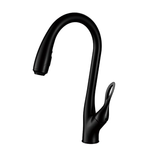 Moderner Luxus-Küchenhahn aus schwarzem Messing mit ausziehbarem Design, Einzelgriff for heißes und kaltes Wasser, 3-Funktions-Spültischhahn(Matte Black,G9/16) von AYJYZHIAG