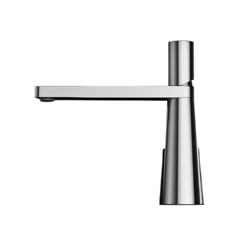 Moderner Waschtischhahn aus gebürstetem Goldmessing, Badezimmer-Mischbatterie, grauer Waschbeckenhahn, Einhebelmischer, Einloch-Waschbeckenhahn(Silver Short) von AYJYZHIAG